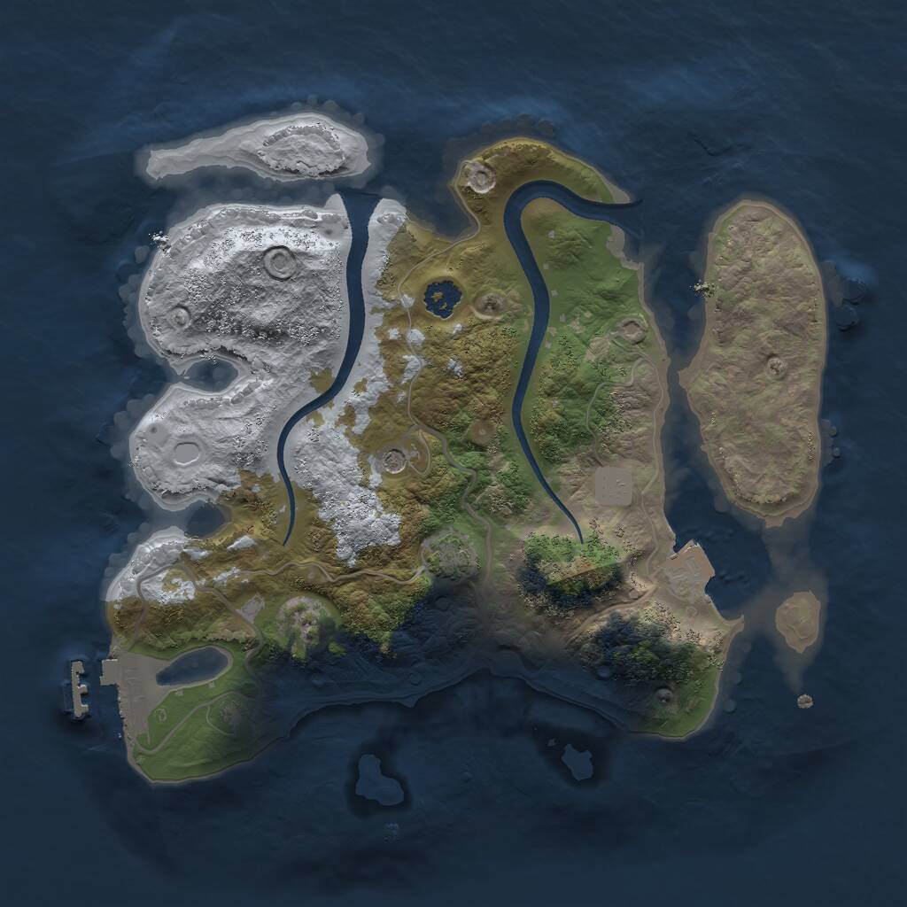 Rust Map: Procedural Map, Size: 2500, Seed: 8768445, 4 Monuments