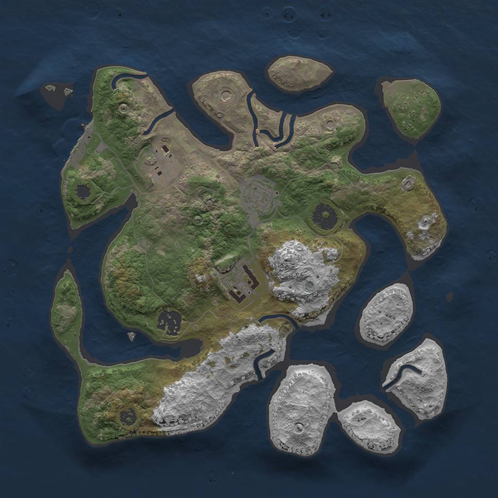 Rust Map: Procedural Map, Size: 3000, Seed: 458732234, 8 Monuments