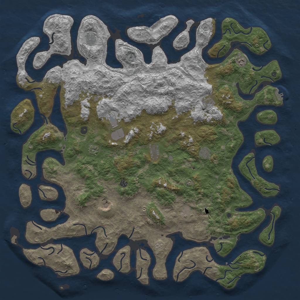 Rust Map: Procedural Map, Size: 6000, Seed: 390438123, 16 Monuments