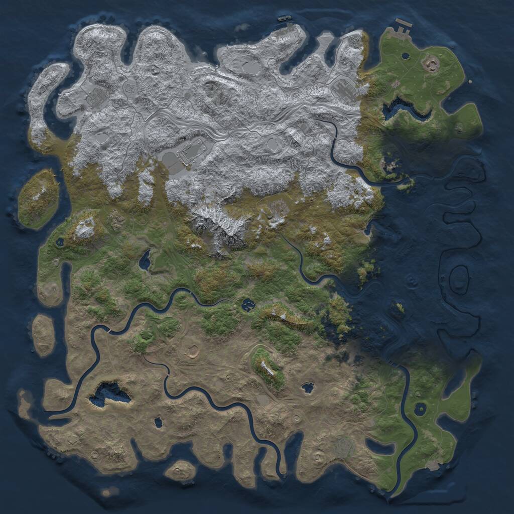 Rust Map: Procedural Map, Size: 6000, Seed: 390438123, 17 Monuments