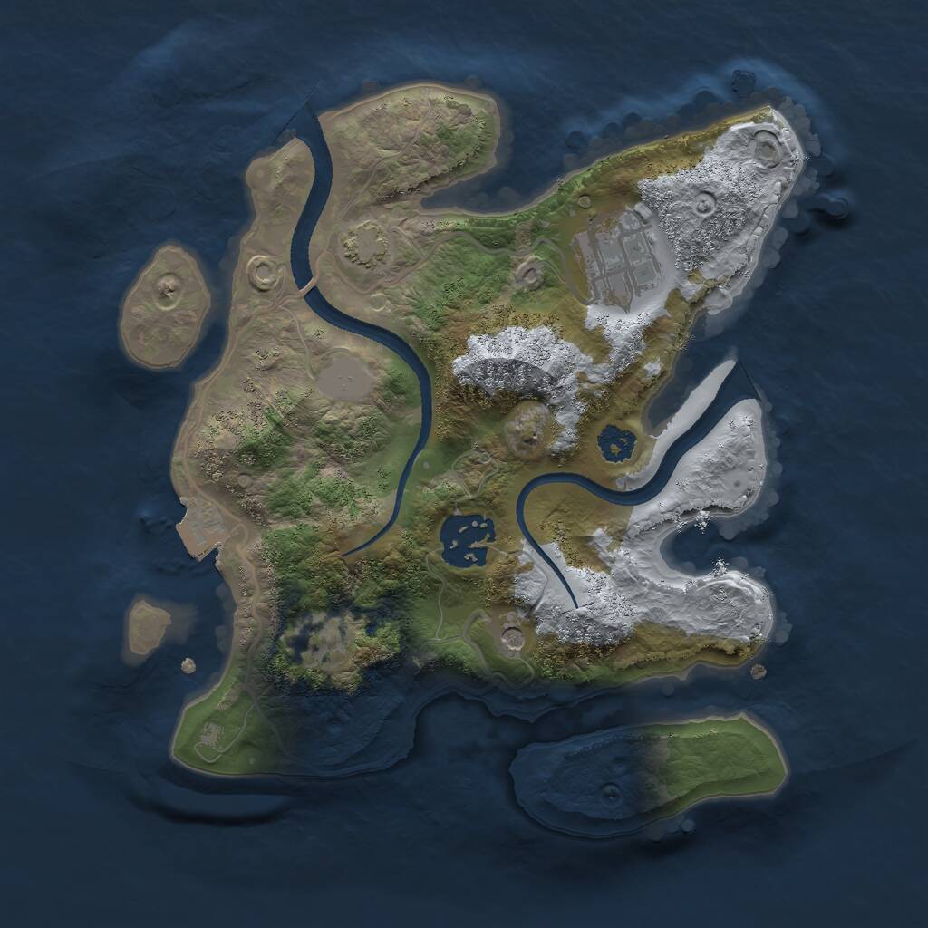 Rust Map: Procedural Map, Size: 2500, Seed: 497264, 5 Monuments