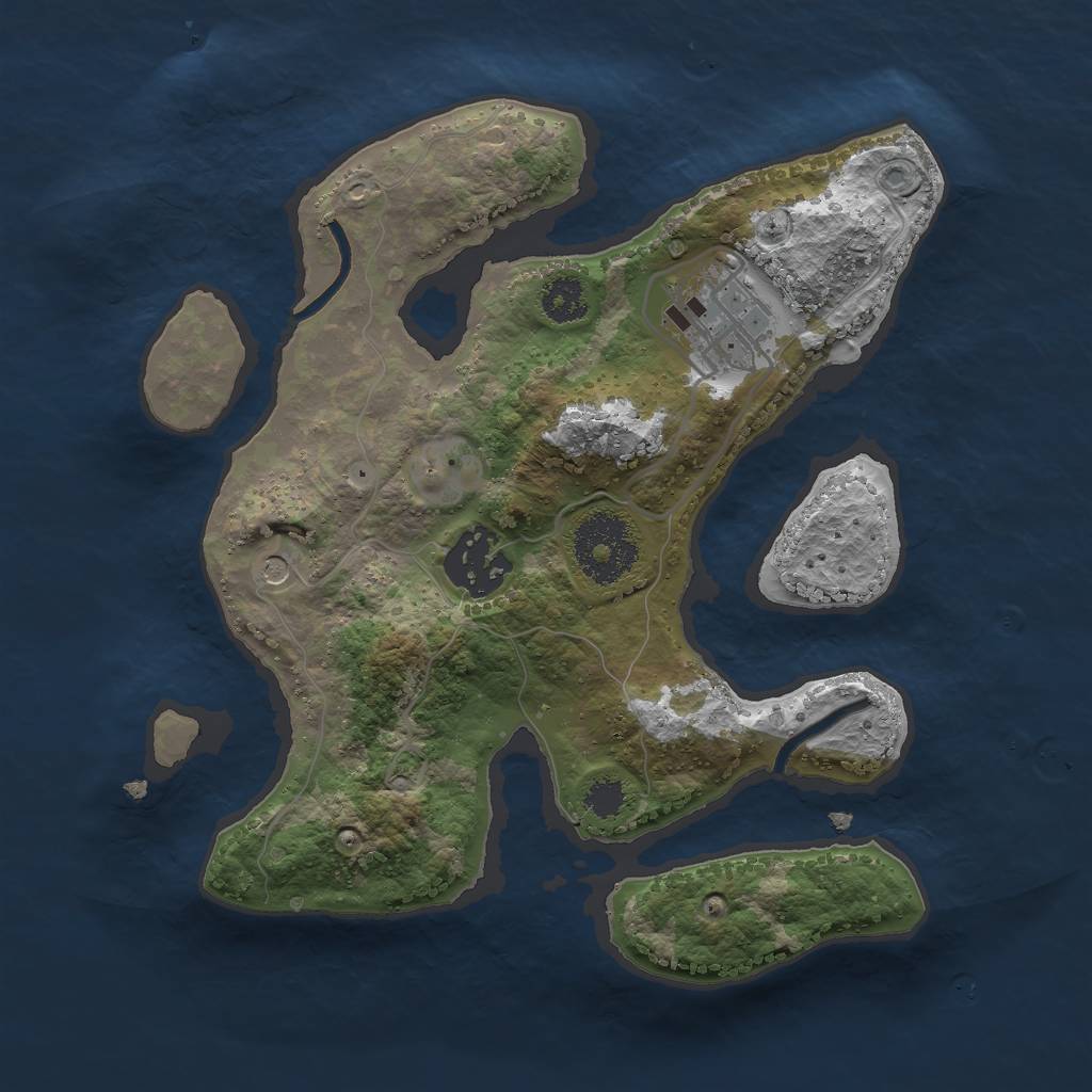 Rust Map: Procedural Map, Size: 2500, Seed: 497264, 5 Monuments