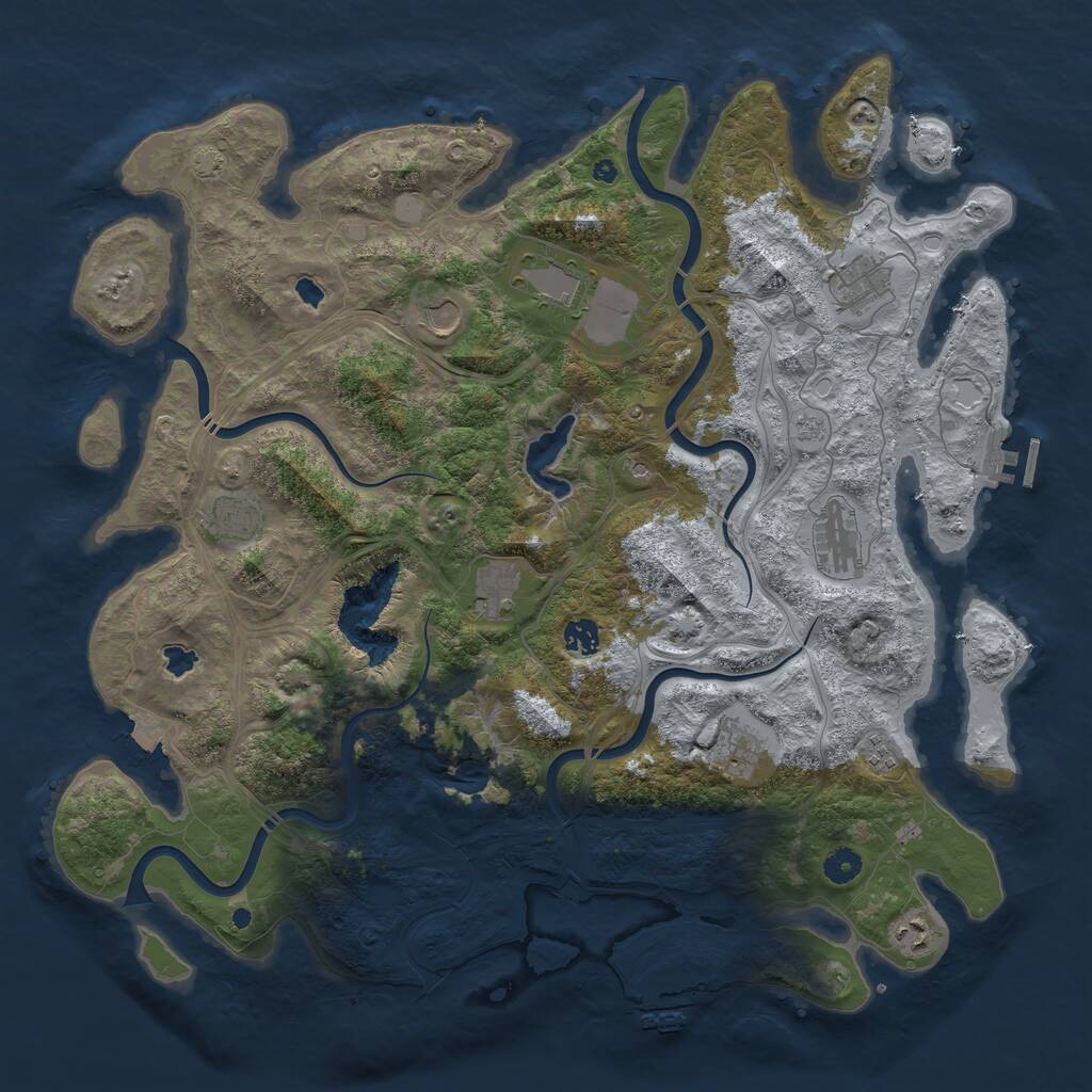 Rust Map: Procedural Map, Size: 4500, Seed: 621077, 16 Monuments