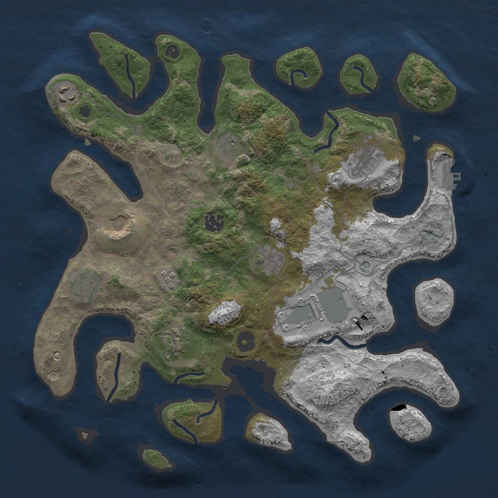 Rust Map: Procedural Map, Size: 3750, Seed: 853928806, 14 Monuments