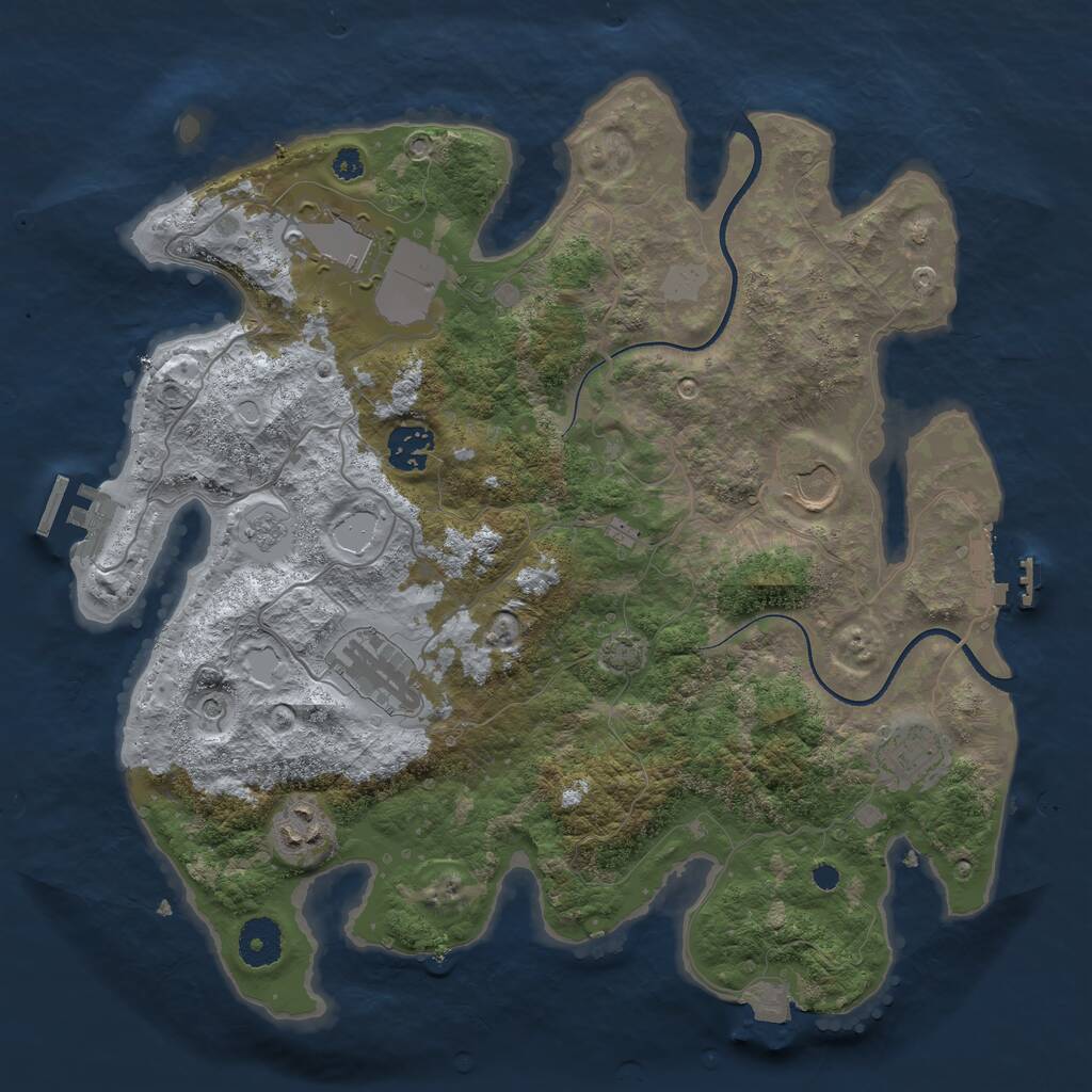 Rust Map: Procedural Map, Size: 3500, Seed: 953570541, 12 Monuments