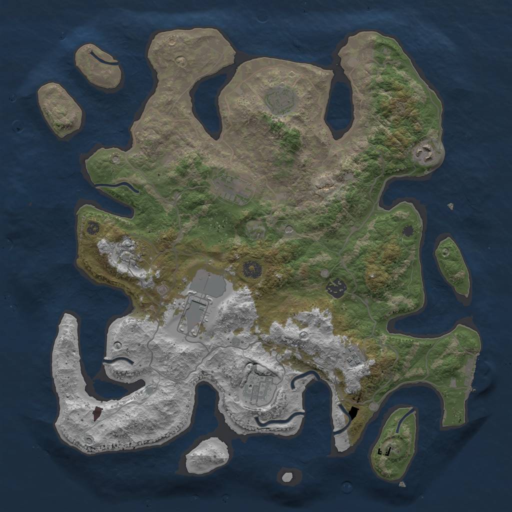 Rust Map: Procedural Map, Size: 4000, Seed: 112441533, 12 Monuments