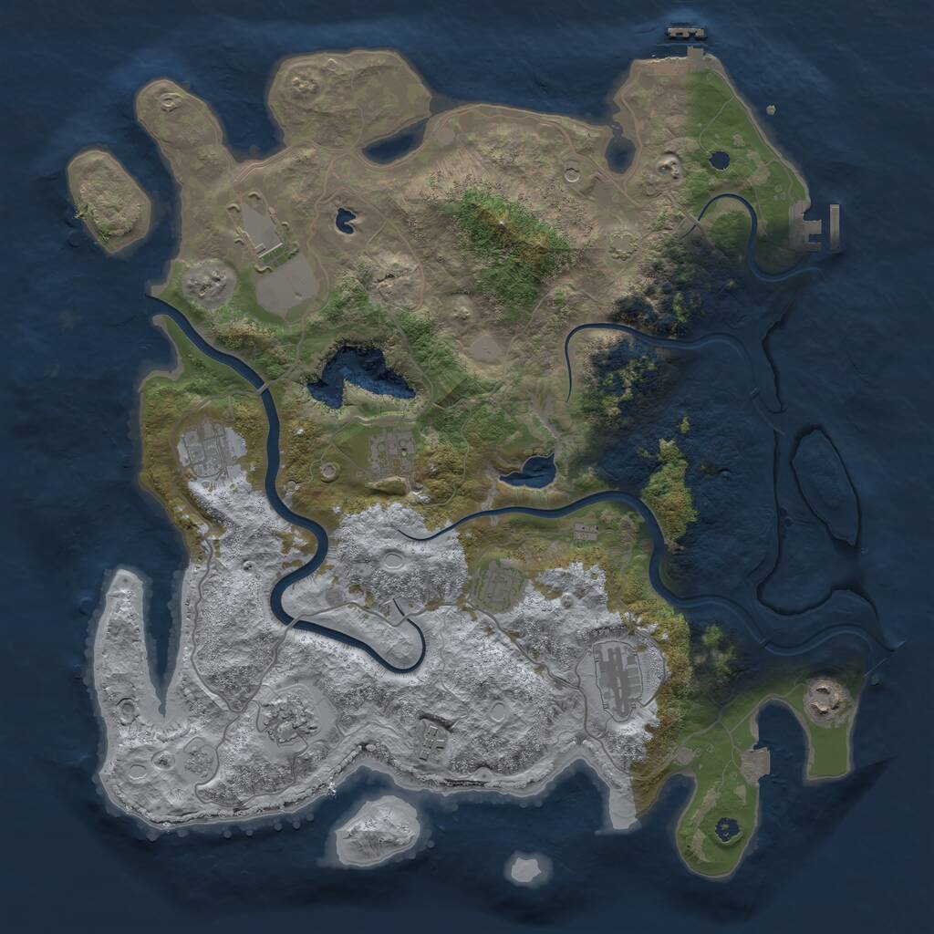 Rust Map: Procedural Map, Size: 4000, Seed: 112441533, 14 Monuments
