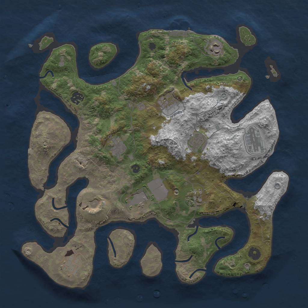 Rust Map: Procedural Map, Size: 3750, Seed: 446394729, 14 Monuments