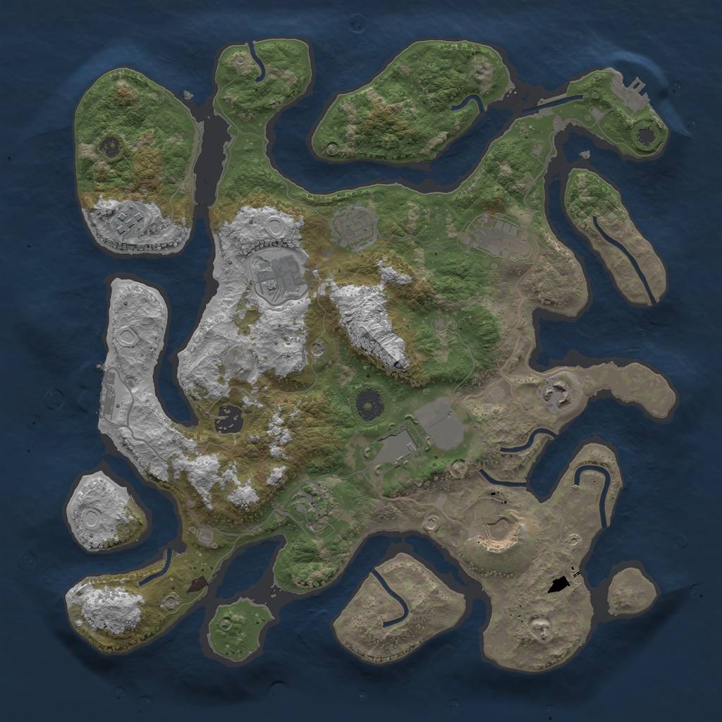 Rust Map: Procedural Map, Size: 3700, Seed: 467, 17 Monuments