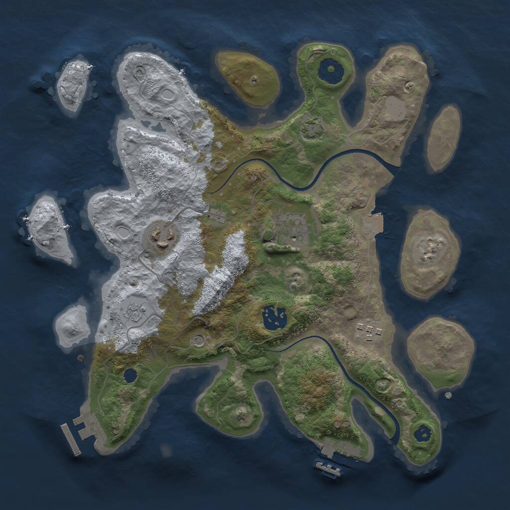 Rust Map: Procedural Map, Size: 3000, Seed: 25081987, 10 Monuments