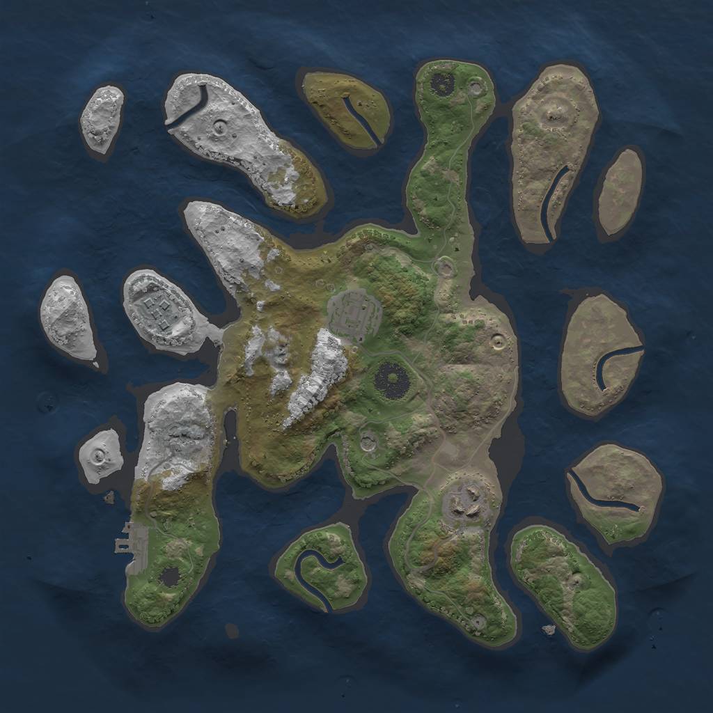 Rust Map: Procedural Map, Size: 3000, Seed: 25081987, 7 Monuments