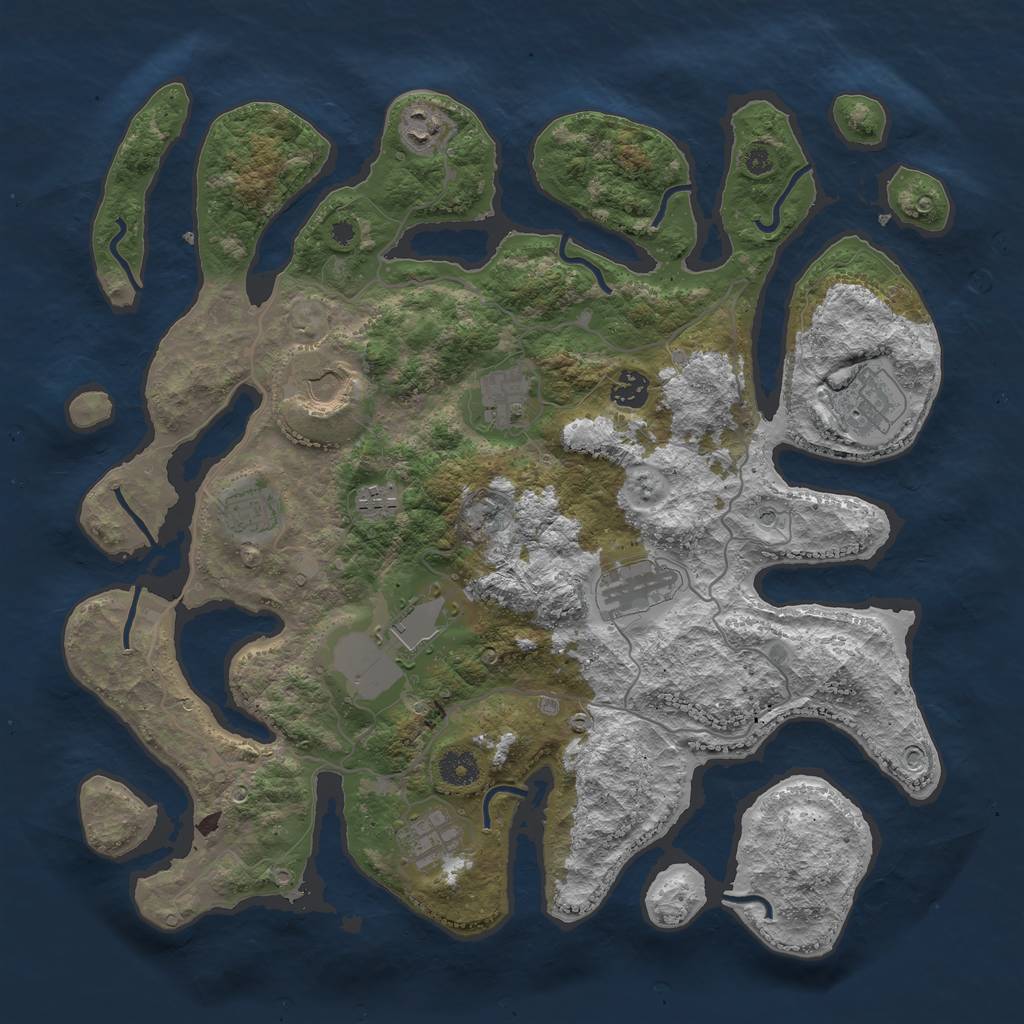 Rust Map: Procedural Map, Size: 4000, Seed: 279722, 13 Monuments