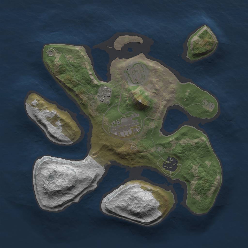 Rust Map: Barren, Size: 2500, Seed: 732448, 6 Monuments