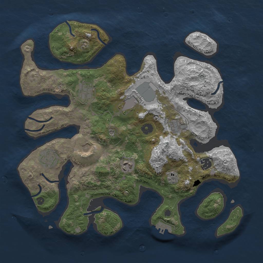 Rust Map: Procedural Map, Size: 3500, Seed: 269241, 12 Monuments