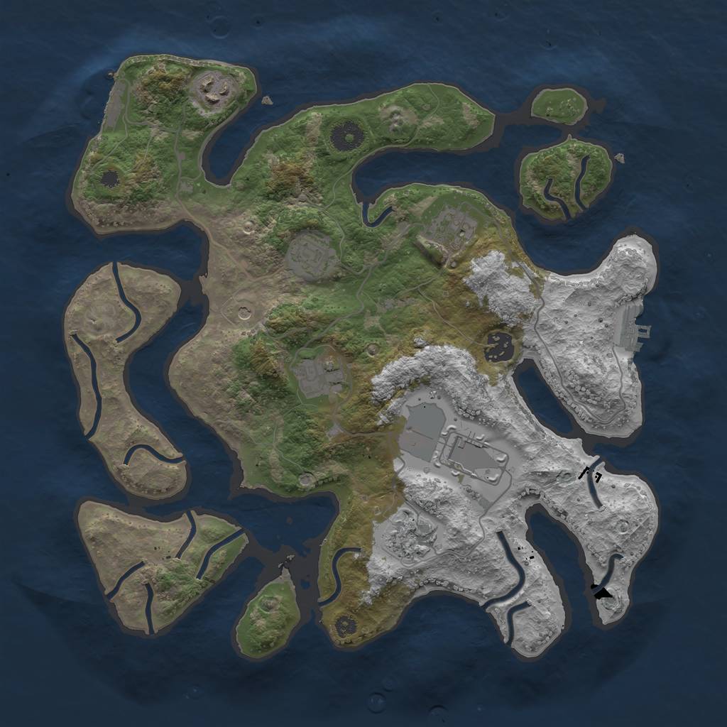 Rust Map: Procedural Map, Size: 3500, Seed: 842871, 12 Monuments