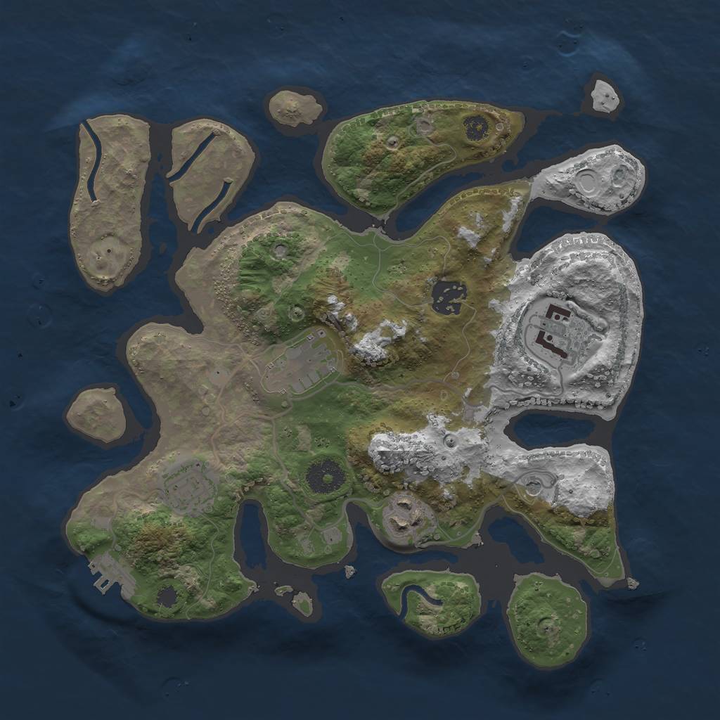 Rust Map: Procedural Map, Size: 3000, Seed: 69691, 12 Monuments