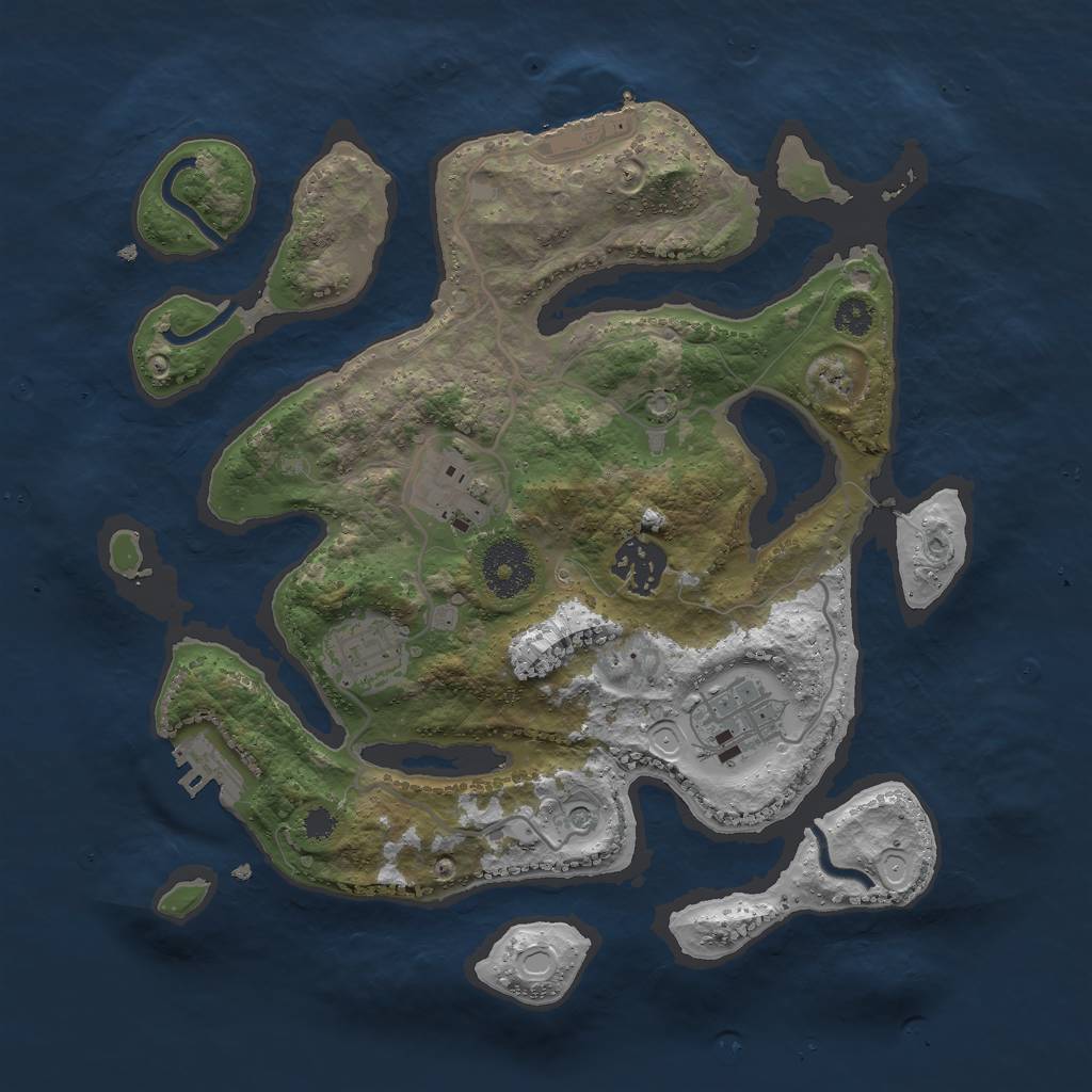 Rust Map: Procedural Map, Size: 3000, Seed: 978645673, 15 Monuments