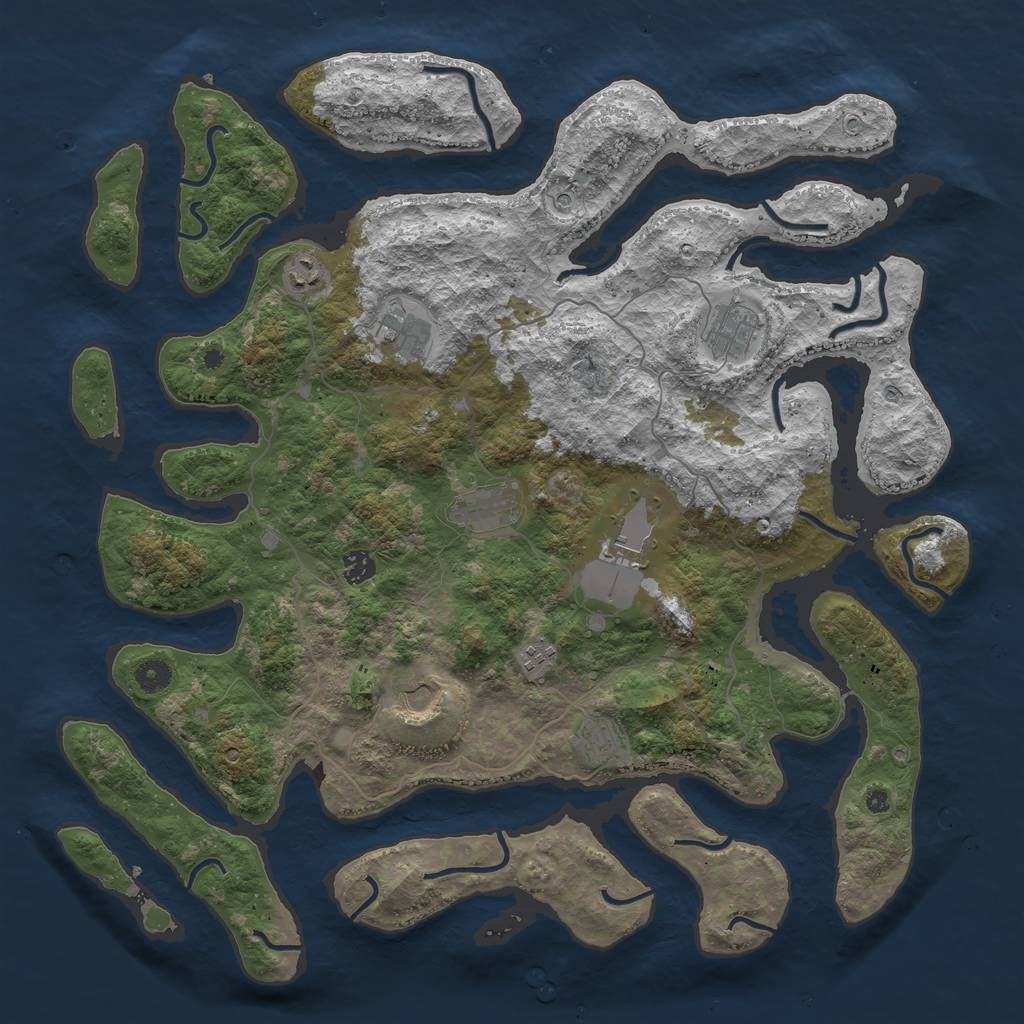 Rust Map: Procedural Map, Size: 4500, Seed: 382290121, 12 Monuments