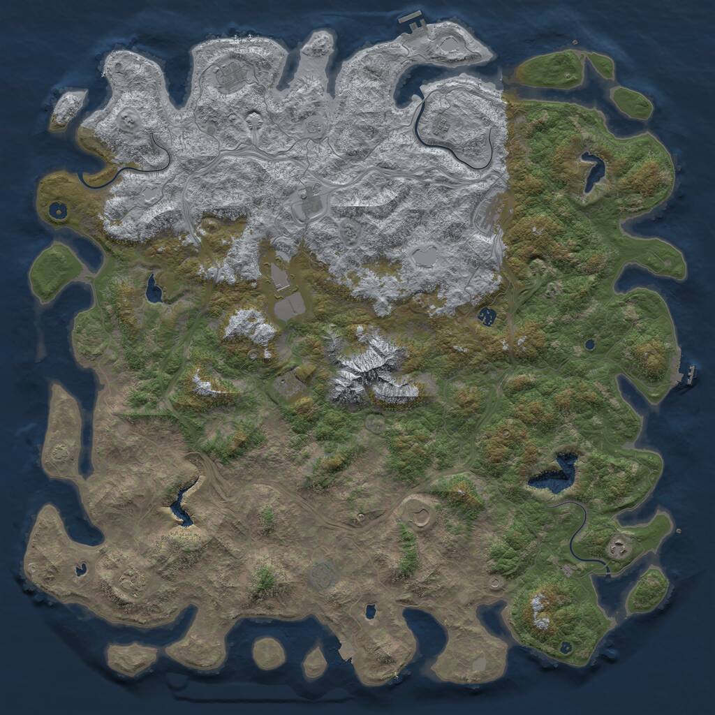 Rust Map: Procedural Map, Size: 6000, Seed: 55027976, 17 Monuments