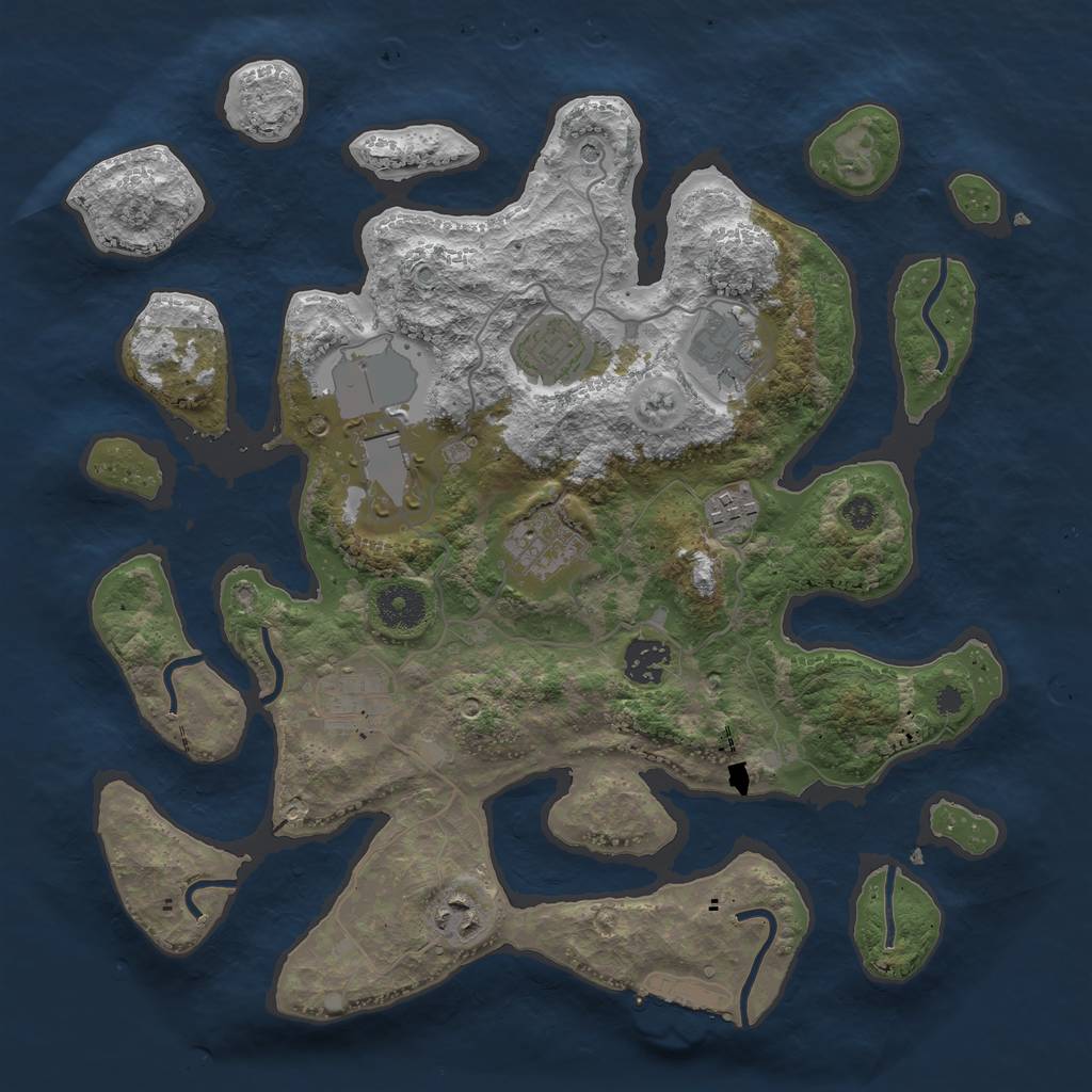 Rust Map: Procedural Map, Size: 3500, Seed: 723999, 12 Monuments