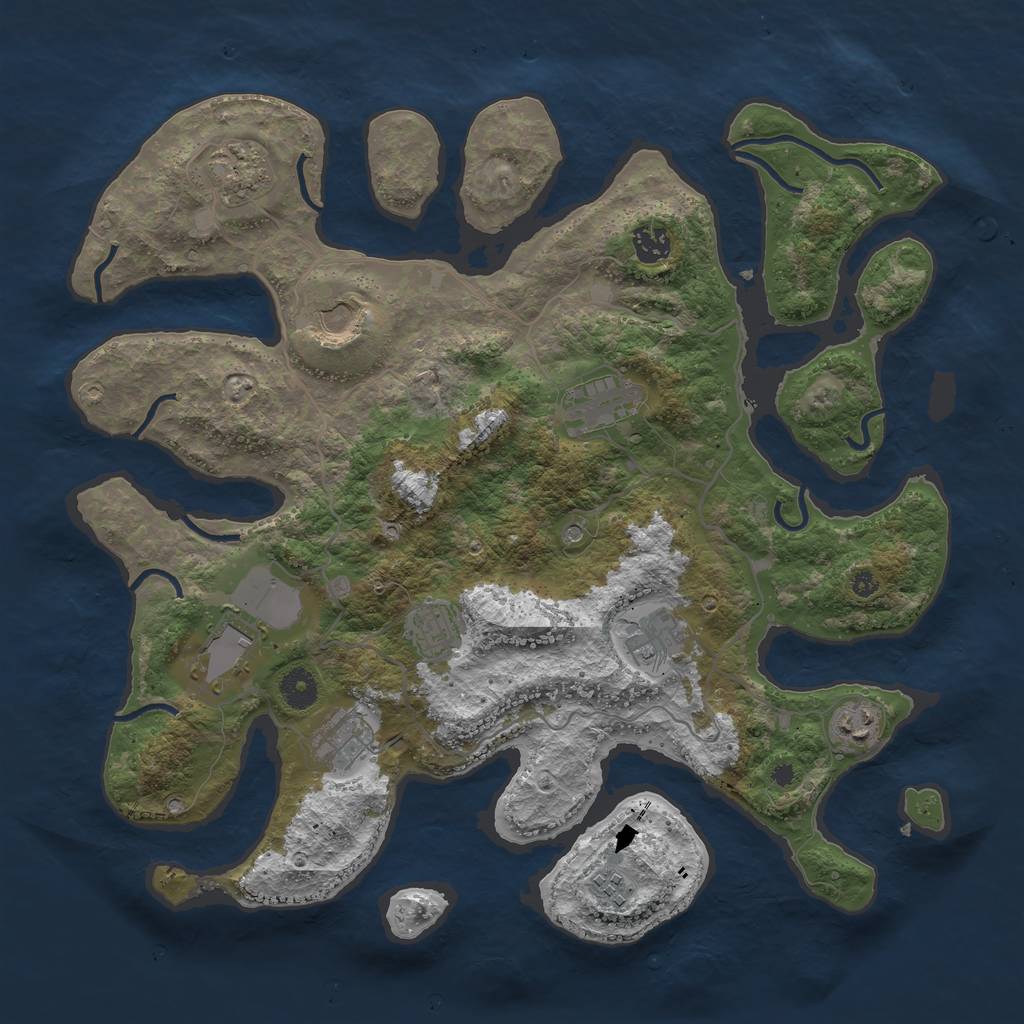 Rust Map: Procedural Map, Size: 4000, Seed: 34444271, 13 Monuments