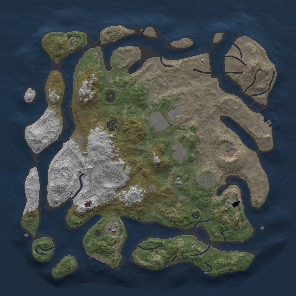 Rust Map: Procedural Map, Size: 4000, Seed: 942430, 13 Monuments