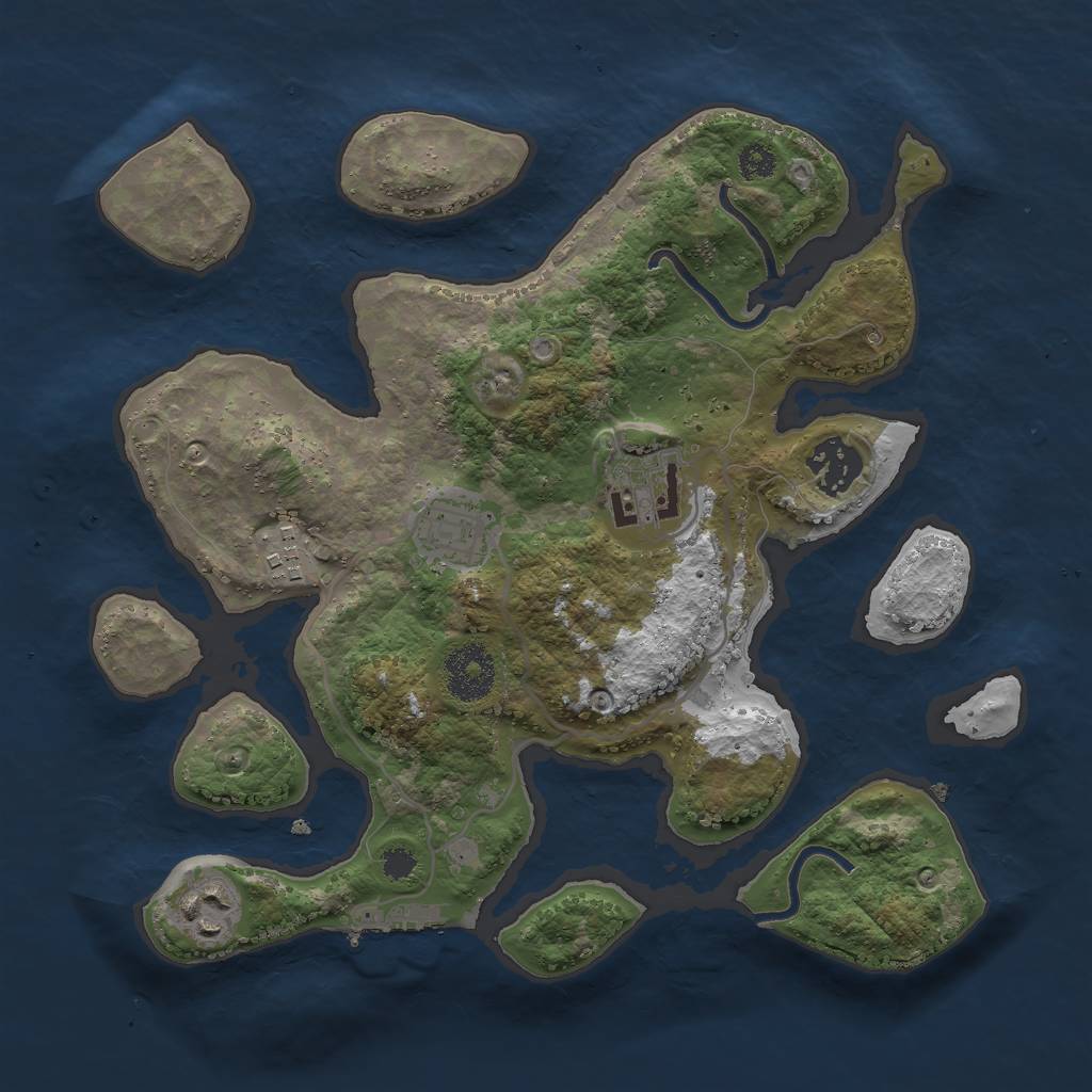 Rust Map: Procedural Map, Size: 3000, Seed: 2420968, 8 Monuments