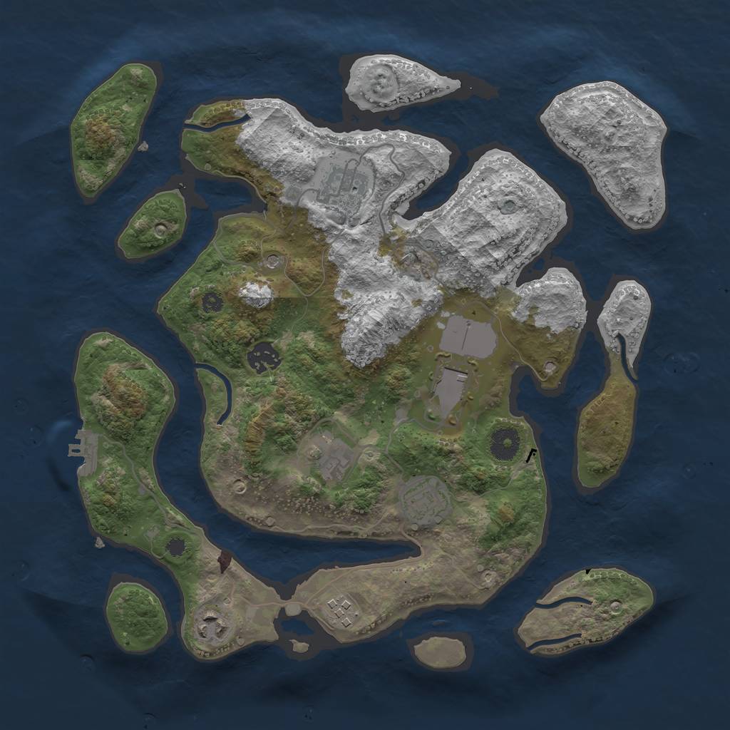 Rust Map: Procedural Map, Size: 3500, Seed: 58923, 11 Monuments