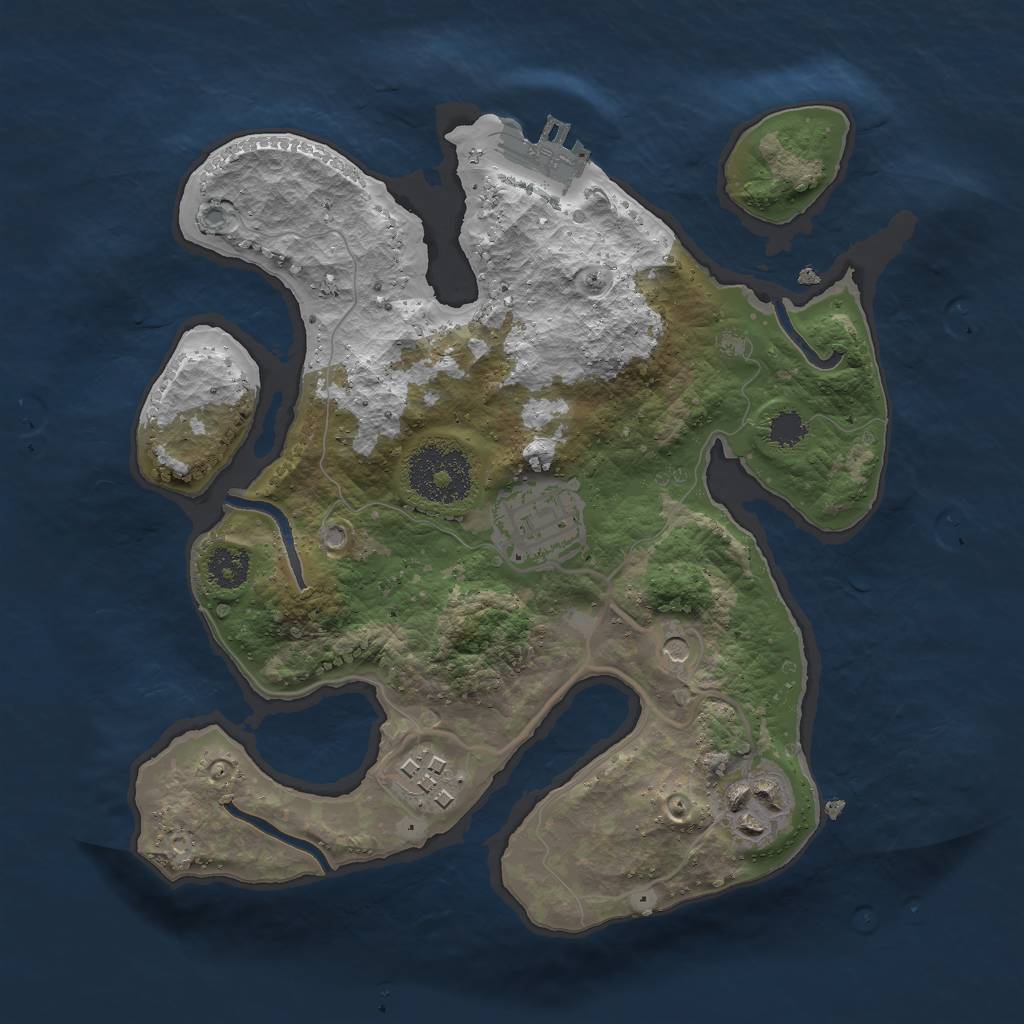 Rust Map: Procedural Map, Size: 2500, Seed: 65165143, 7 Monuments