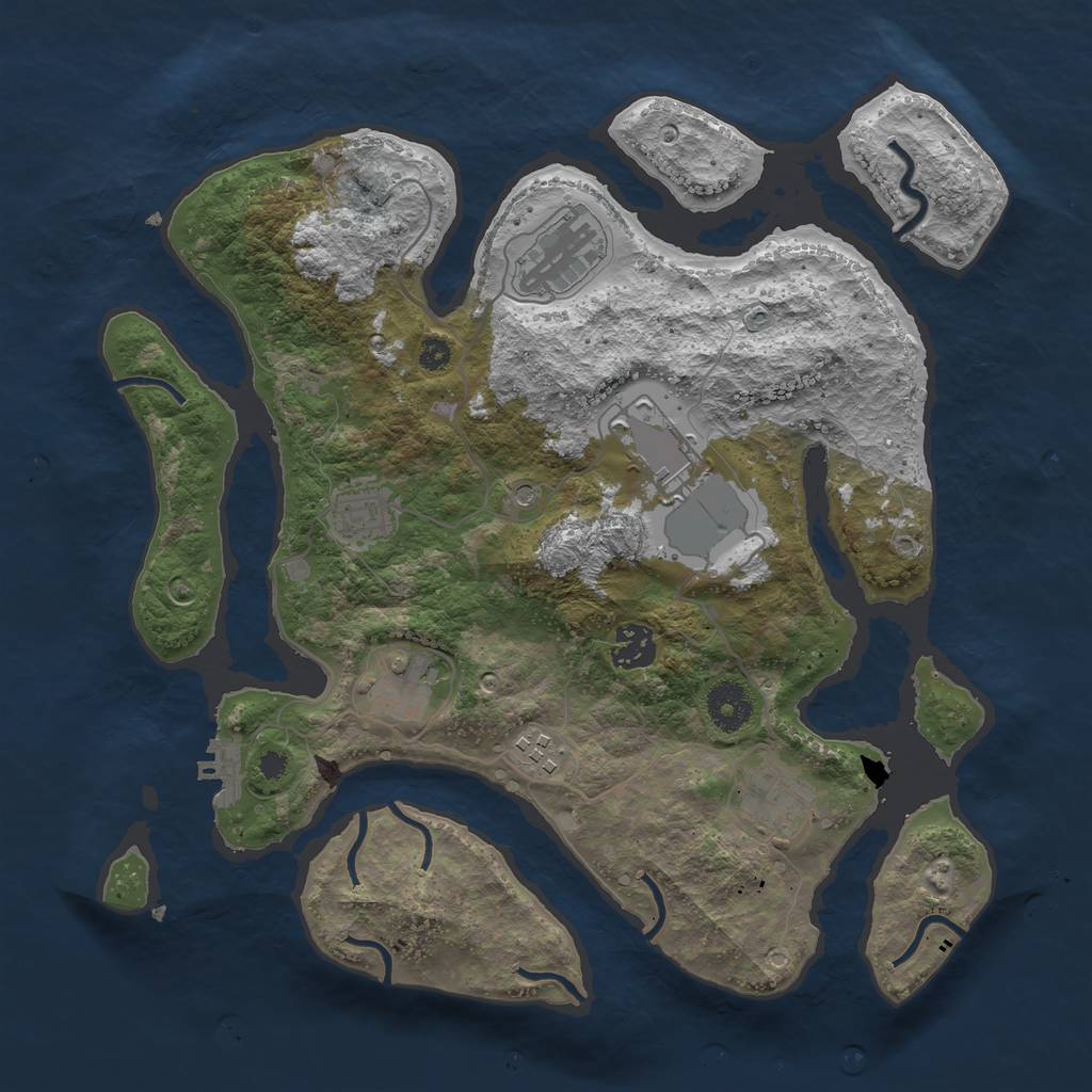 Rust Map: Procedural Map, Size: 3500, Seed: 958015074, 11 Monuments