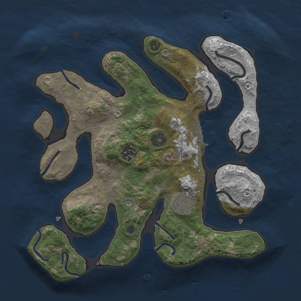 Rust Map: Procedural Map, Size: 3000, Seed: 1651178403, 6 Monuments