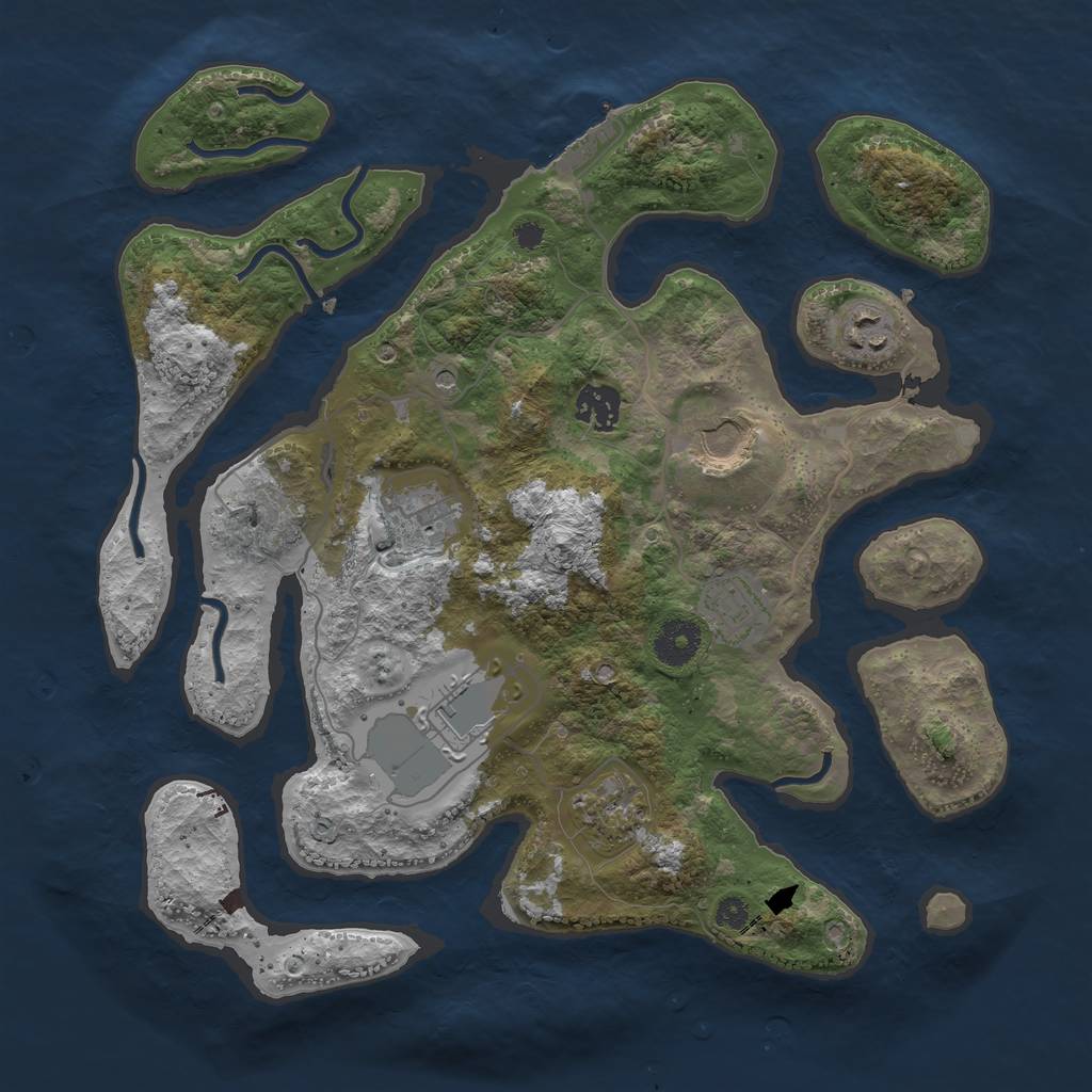 Rust Map: Procedural Map, Size: 3500, Seed: 4237254, 11 Monuments