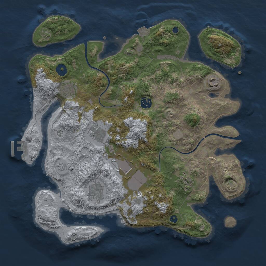 Rust Map: Procedural Map, Size: 3500, Seed: 4237254, 12 Monuments