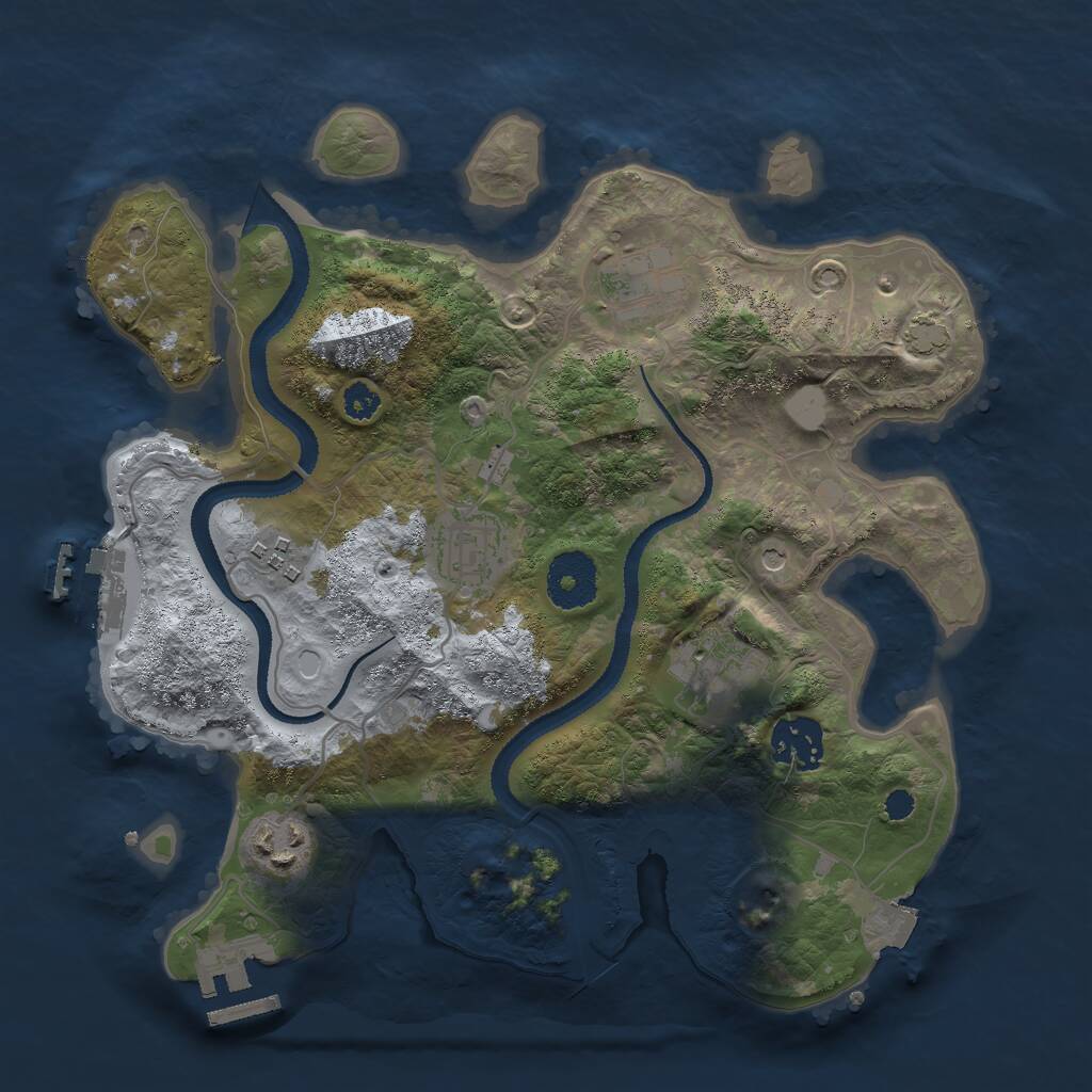 Rust Map: Procedural Map, Size: 3000, Seed: 1105899585, 11 Monuments