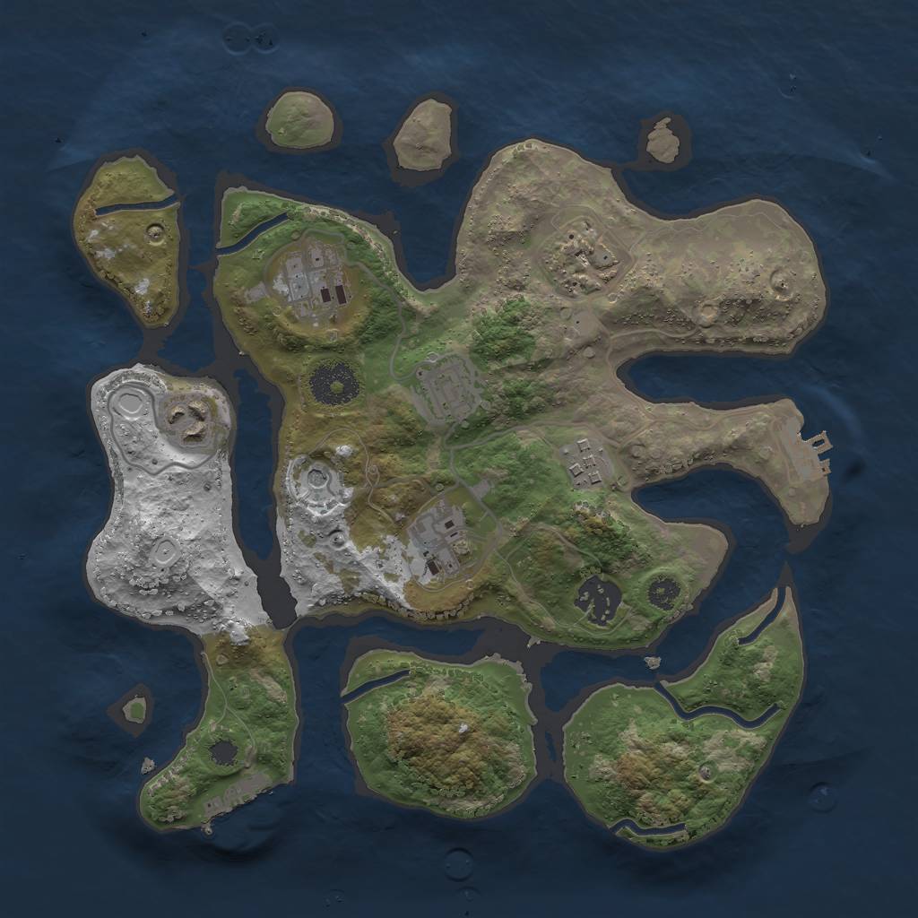 Rust Map: Procedural Map, Size: 3000, Seed: 1105899585, 18 Monuments