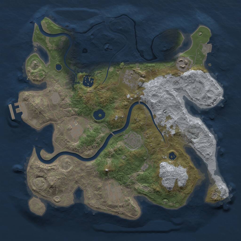 Rust Map: Procedural Map, Size: 3200, Seed: 1312723408, 11 Monuments