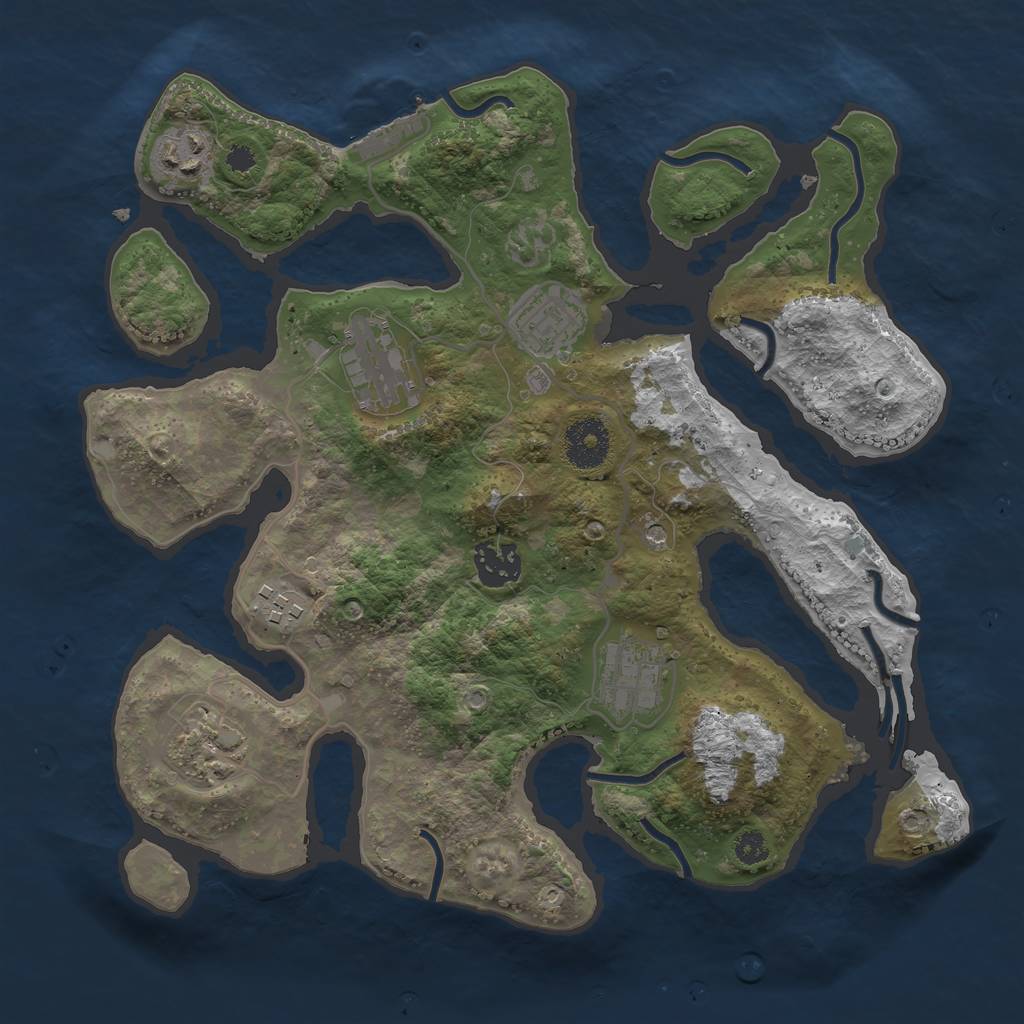 Rust Map: Procedural Map, Size: 3200, Seed: 1312723408, 11 Monuments