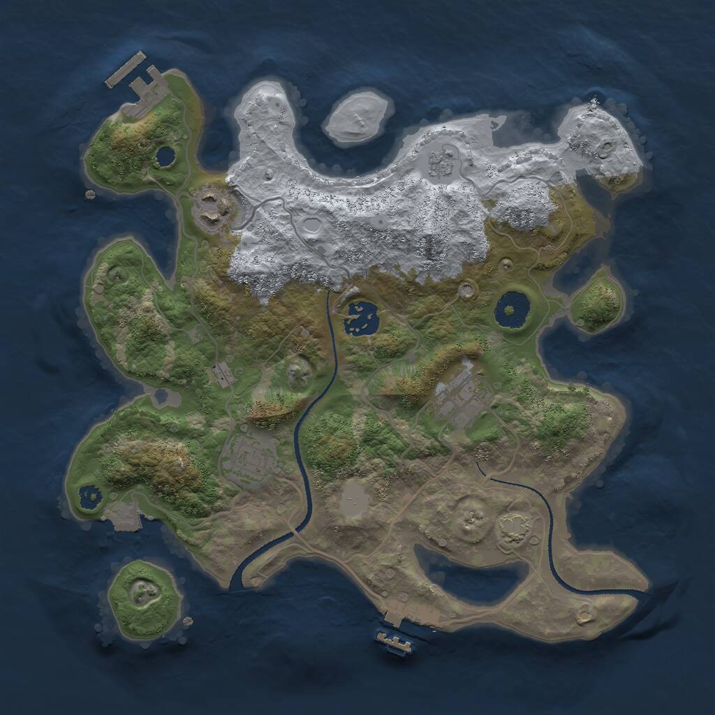 Rust Map: Procedural Map, Size: 3000, Seed: 963073469, 9 Monuments
