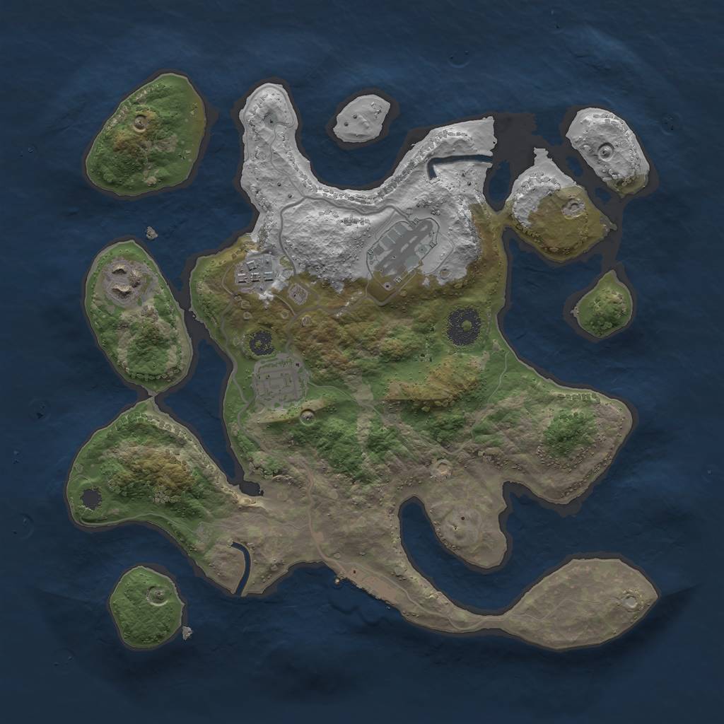 Rust Map: Procedural Map, Size: 3000, Seed: 963073469, 7 Monuments