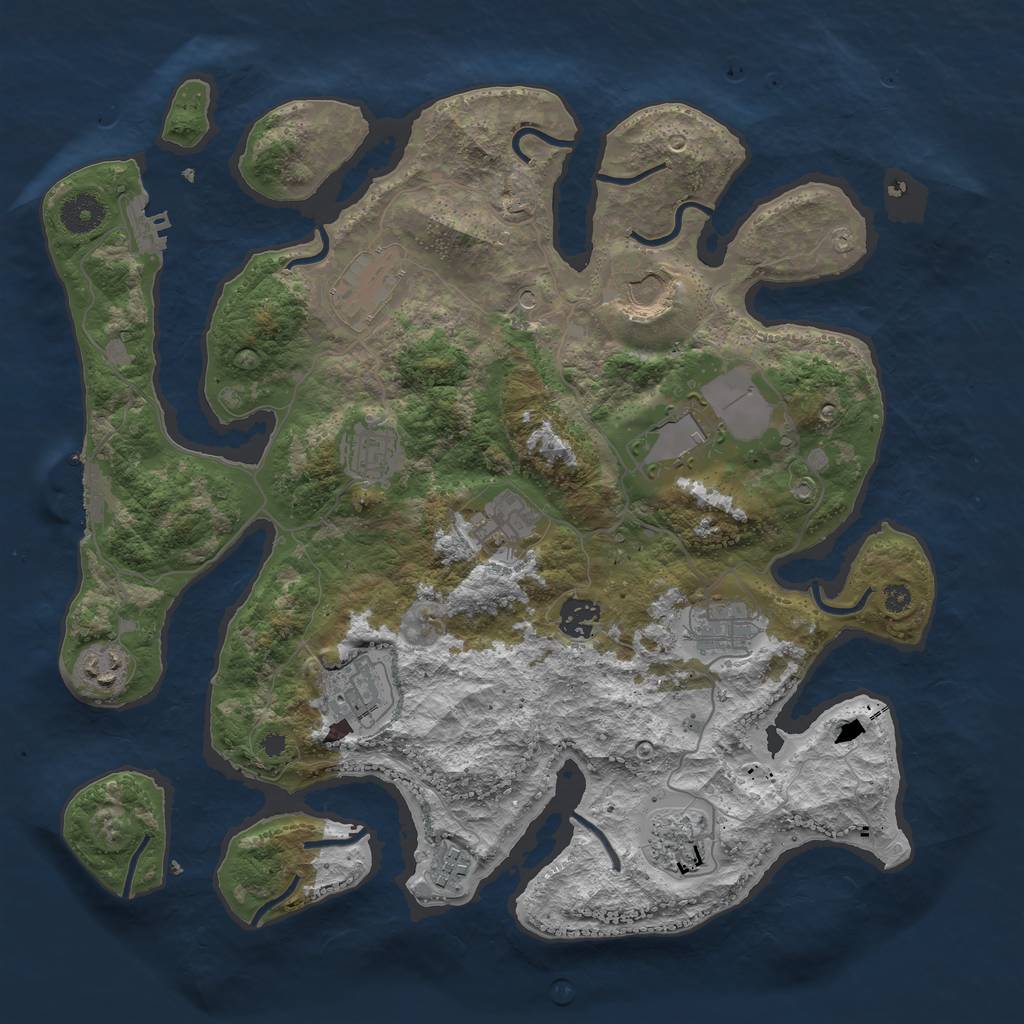 Rust Map: Procedural Map, Size: 3750, Seed: 1226048677, 16 Monuments