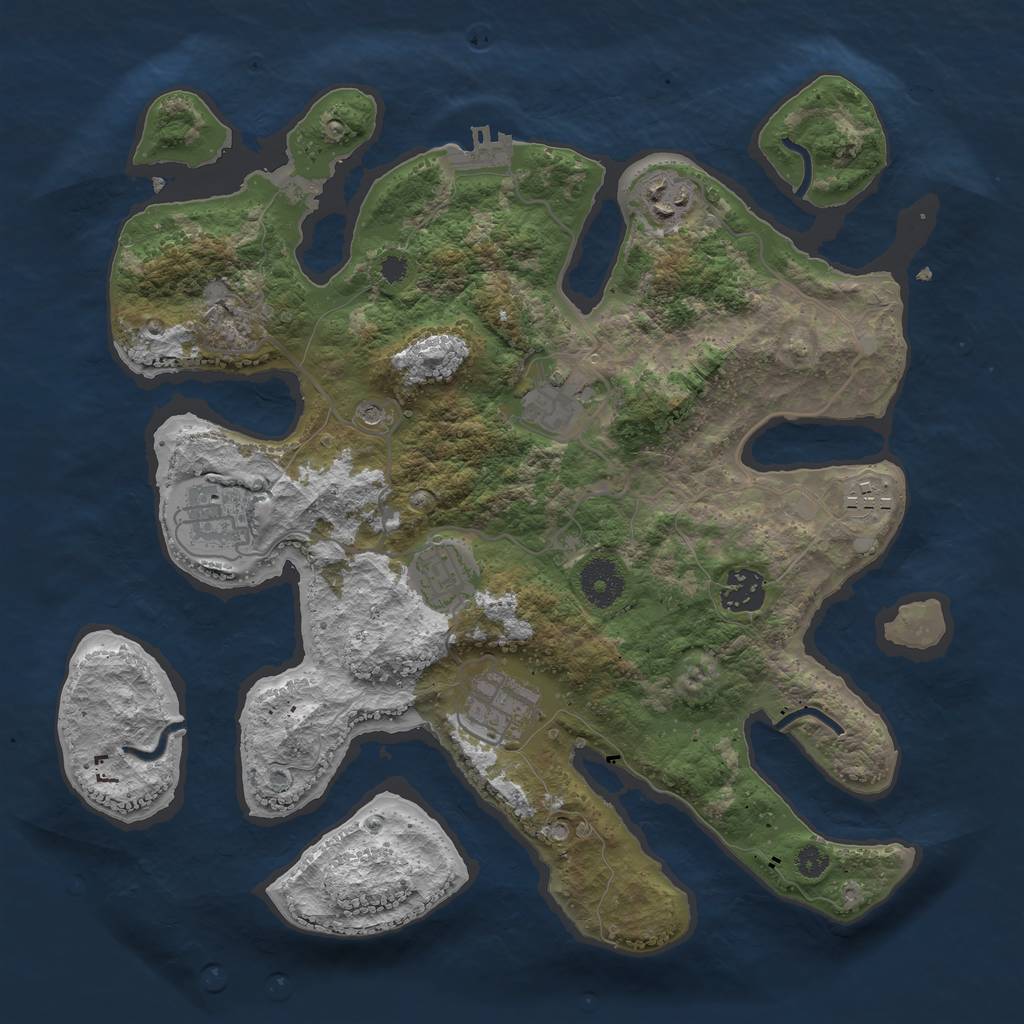 Rust Map: Procedural Map, Size: 3400, Seed: 67543, 11 Monuments