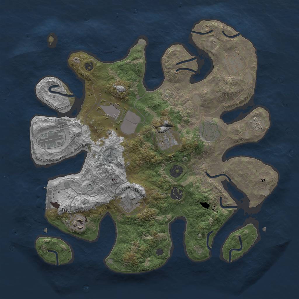 Rust Map: Procedural Map, Size: 3500, Seed: 573376, 13 Monuments