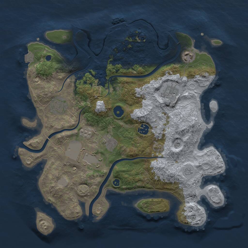 Rust Map: Procedural Map, Size: 3500, Seed: 516248, 12 Monuments