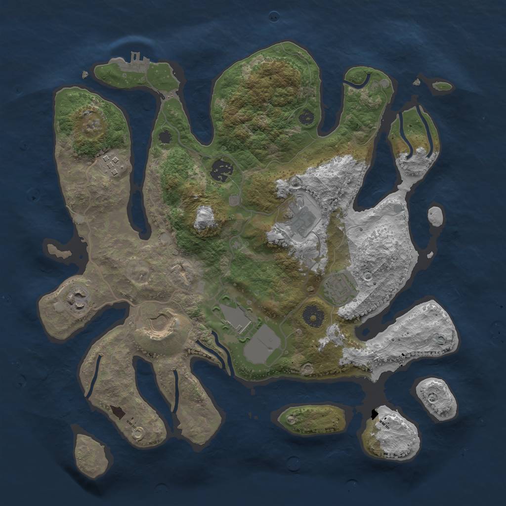 Rust Map: Procedural Map, Size: 3500, Seed: 516248, 10 Monuments