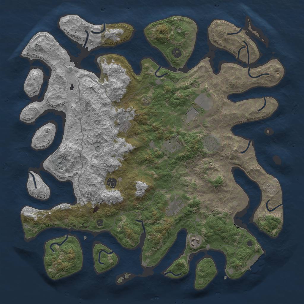 Rust Map: Procedural Map, Size: 4500, Seed: 6052021, 12 Monuments