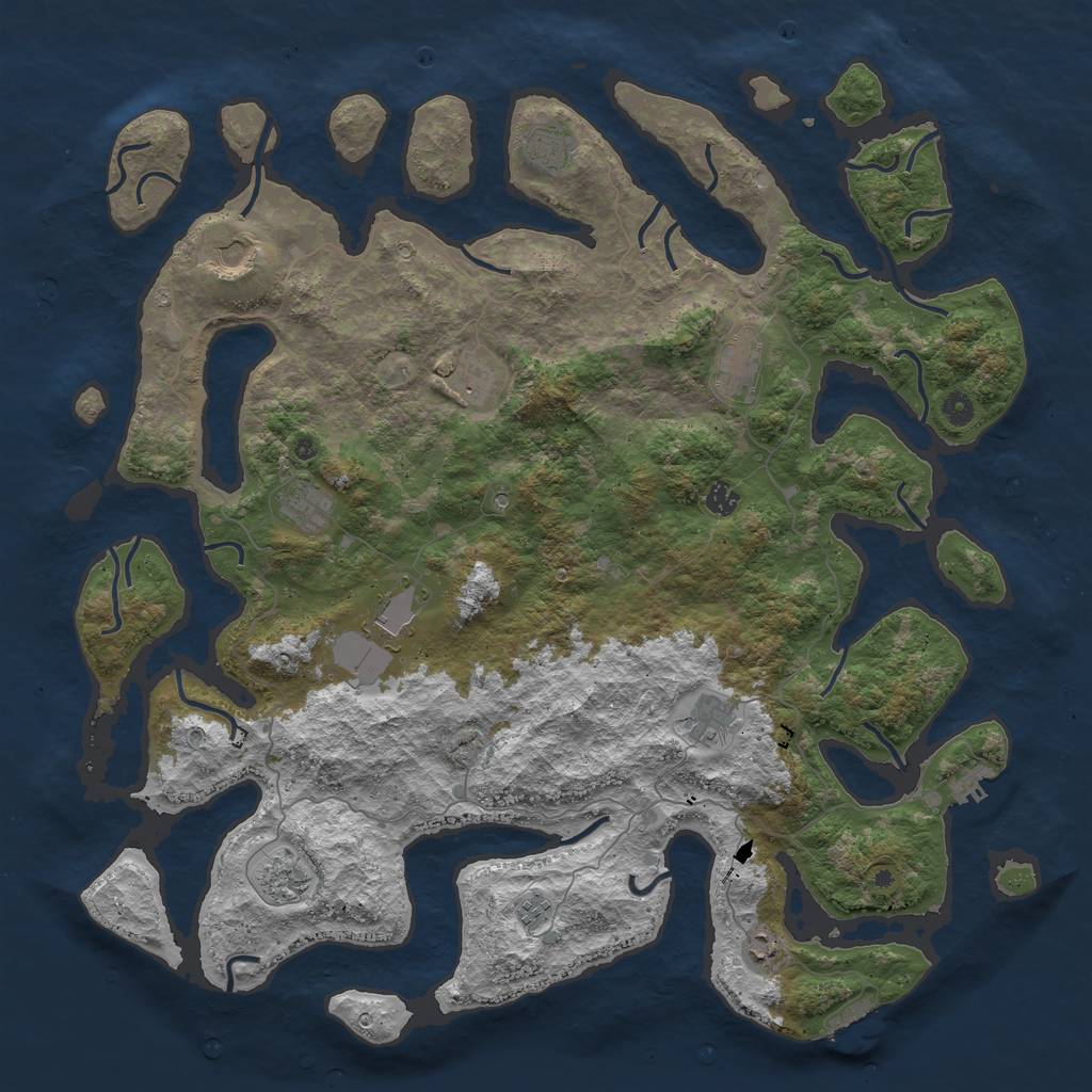 Rust Map: Procedural Map, Size: 5000, Seed: 7555, 16 Monuments