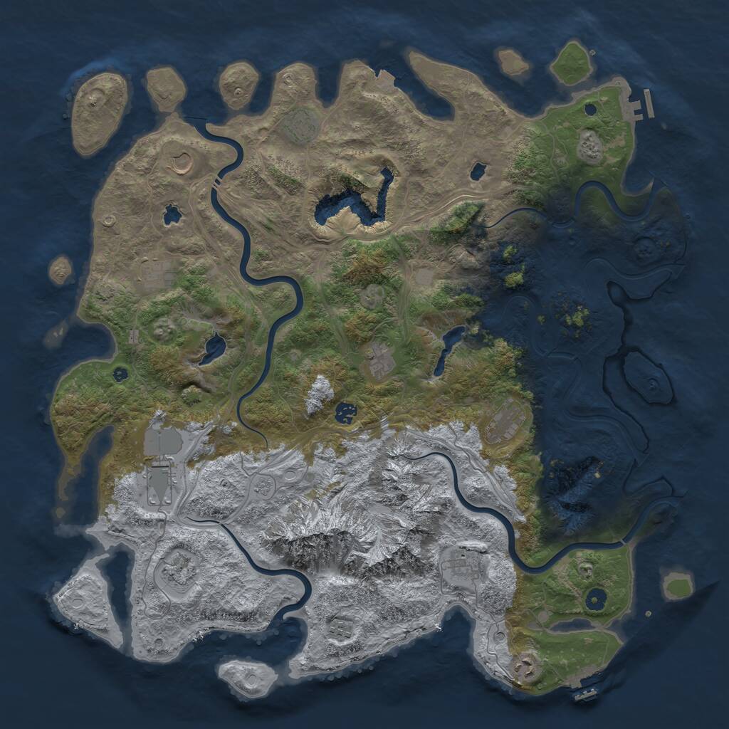 Rust Map: Procedural Map, Size: 5000, Seed: 7555, 17 Monuments