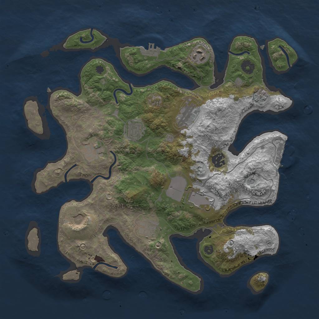 Rust Map: Procedural Map, Size: 3500, Seed: 99466111, 14 Monuments