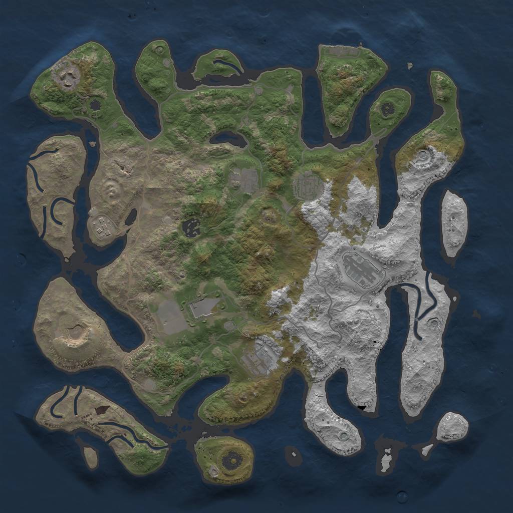 Rust Map: Procedural Map, Size: 4000, Seed: 968175, 13 Monuments