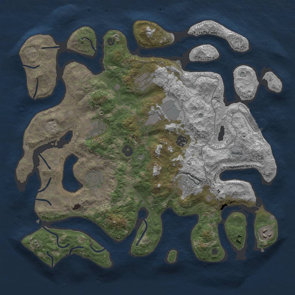 Rust Map: Procedural Map, Size: 4000, Seed: 832361823, 12 Monuments